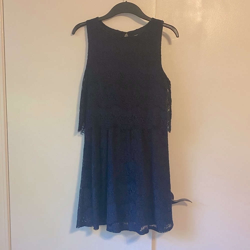 Monteau Navy Lace Mini Dress